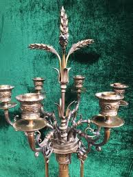Antique brass large pierced metal pillar candle holder. Large Bronze Candlestick Empire Style 19th Century Candlestick Has 6 Candle Holders A Beautiful Representation In 2 Colours Bronze And Standing On A Red Marble Base With Bronze Claw Feet