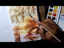 Kesulitan menggambar pemandangan memakai cat air memang lebih tinggi tingkatannya dibandingkan dengan menggunakan alat lainnya. Melukis Pemandangan Menggunakan Cat Air Water Colour Youtube Pemandangan Cat Air Cat Air Pemandangan