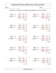 Subtraction with borrowing other contents: 3 Digit Expanded Form Subtraction A