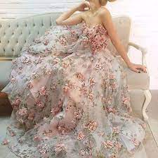 3d Floral Lace Fabric Organza Lace Fabric With 3d Rosette Etsy Floral Wedding Dress Bridal Gowns Floral Gown