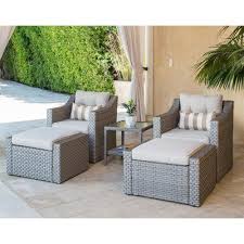 Longshore Tides Finnley Outdoor 5 Piece Rattan Sofa Seating Group With Cushions Outdoor Furniture Sets Wicker Lounge Chair Outdoor Furniture