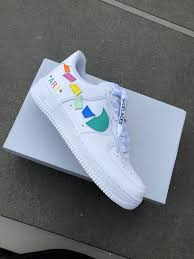 All Black Air Force 1 With White Swoosh Af1 Destroyed Swooshes Ta Customs In 2020 Nike Air Shoes Nike Shoes Air Force Custom Nike Shoes