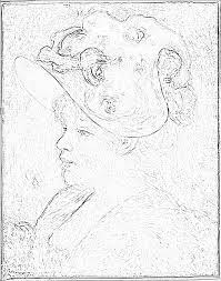 Jeune Fille Au Chapeau Noir Et Rose Renoir Draw On Photos Painting Drawings