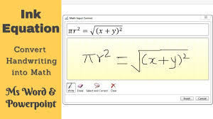 Converts Handwriting To Math Equation With Ink Equation New Feature Of Ms Office 2016 And Above Youtube