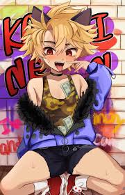 Rule 34 Dev - 1boy absurdres animal_ears bandages black_choker black_ears  blonde_hair blush camouflage camouflage_shirt cat_ears choker commission  earrings fangs femboy feminine_male fur_trim girly highres  indie_virtual_youtuber jacket jewelry kainen ...