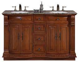 55 to 60 inch bathroom vanities can make a truly grand statement in your contemporary bathroom, with ample storage room within the cabinet itself and plenty of counter space regardless of whether you opt for a single or double sink model. 55 Inch Small Double Sink Bathroom Vanity Granite Top Traditional Traditional Bathroom Vanities And Sink Consoles By Ami Ventures Inc Houzz