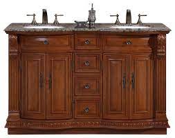 Thisa�52 inch bathroom vanity is calling out the vintage and rustic lovers with its gorgeous design. 55 Inch Small Double Sink Bathroom Vanity Granite Top Traditional Traditional Bathroom Vanities And Sink Consoles By Ami Ventures Inc Houzz