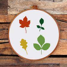 Stitch this tiny penguin ornament design for your cross stitch tree. Simple Leaves