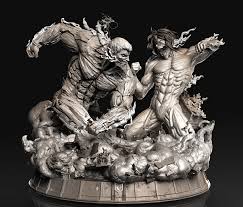 Artstation Attack On Titan Diorama Caleb Nefzen Attack On Titan Diorama Statue