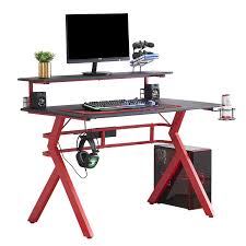 Homyshopy Computer Gaming Desks 2 Tired Gamer Desk With 47 2 Inch Tv Stand Cup Game Controller Holder Headphone Hook And Voice Box Storage 47 2 X 26 8 Buy Online In United Arab Emirates