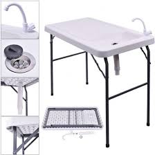 Goplus Portable Folding Fish Cleaning Camping Table Camping Sink Fish Cleaning Table Camping Table