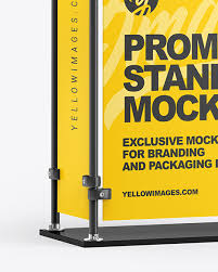 Download Promo Stand Mockup In Indoor Advertising Mockups On Yellow Images Object Mockups PSD Mockup Templates