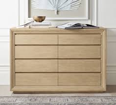 Each exclusive finish is applied by hand to complement the wood's natural beauty. Leon 8 Drawer Extra Wide Dresser Pottery Barn