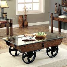 See more ideas about diy furniture, coffee table with wheels, home diy. Tristin Rustic Glass Top Wooden Coffee Table With Black Metal Wheels