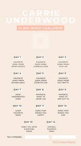 By lewitt content team • 2 min read. Carrie Underwood Fan On Twitter Check Out The Carrieunderwood 14 Day Music Challenge On Instagram Thanks For The Awesome Template Syddddles