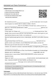Arbeitsblatt Mit Luckentext Zum Thema Krankenhaus Arbeitsblatter Aufgabenstellung Lernen