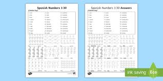 Ella se levantó, se vistió, y salió de la casa. Free Spanish Numbers 1 30 How Many Worksheet