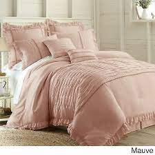 Browse our great low prices & discounts on the best down alternative. Queen Cal King Bed Mauve Pink Ruffled Pintuck Pleat 8 Pc Comforter Set Bedding Ebay Comforter Sets Mauve Comforter Bedding Sets