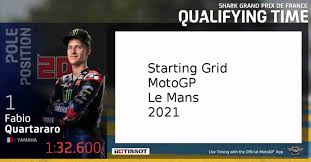 Starting grid motogp le mans perancis 2021 fabio quartararo pole position. 6w26srasic9i3m