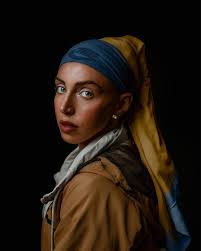 What does it take to create a self-portrait series inspired by "Girl with a  Pearl Earring" and Nike aesthetics?