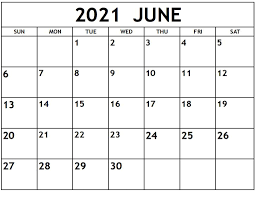 Holidays, events, concerts and more. June 2021 Calendar Printable Monthly Print A Image