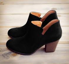 Black Booties With Brown Heel Pin On Shoes