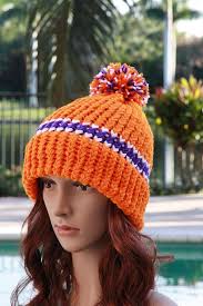 Maybe you would like to learn more about one of these? Clemson University Tigers Knit Hat Purple Knit Hat Orange Etsy Knitted Hats Knitting Loom Knitting