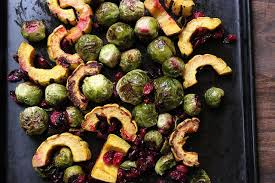 Roasted Brussels Sprouts Delicata Squash And Cranberries With Balsamic Syrup Craving Something Healthy Roasted Brussel Sprouts Delicata Squash Brussel Sprouts