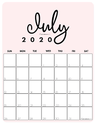 Cute Free Printable July 2020 Calendar Saturdaygift In 2020 July Calendar Cute Calendar Calendar Design