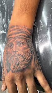 Jesus Portrait ✝️✝️ #jesuspiece #handbanger #handtattoo #blackandgrey
