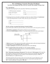 Draw a punnett square, list the ratio and describe the offspring. Pre Ap Biology Genetics Practice Problems Class With Mrs Robson