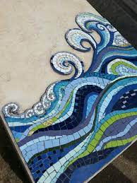 Sea Waves On My Father S Gravestone Made With Ceramic Tiles By Margalitmosaic Mosaic Art Mosaic Waves Mosaic Artwork