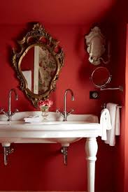 It is made from solid wood and is stained with a custom stain. 36 The Good The Bad And Red Bathroom 302 Pecansthomedecor Red Bathroom Decor Bathroom Red Red Bedroom Decor