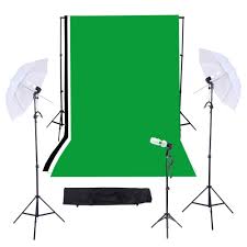 Photography Video Studio Triple Lighting Kit With 10ft 12ft Black White Green Muslins Backdrops Background Support System With Case Andoer Com
