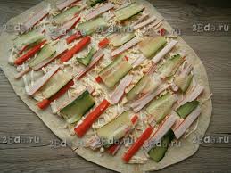 лаваш с крабовыми палочками и плавленым сыром и огурцом Rulet Iz Lavasha S Krabovymi Palochkami I Ogurcom Poshagovyj Fotorecept