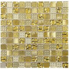 It offers a versatile appearance that is unique yet simplistic enough to integrate into any design, ranging from traditional style renovations to modern home projects. Supreme Tile Grid 1 X 1 Glass Mosaic Tile Color Gold Mosaic Glass Mosaic Texture Gold Mosaic