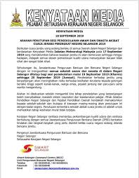 Tiada kluster baharu direkodkan hari ini. Arahan Penutupan Sesi Persekolahan Awam Dan Swasta Akibat Cuaca Jerebu Peringkat Negeri Agensi Pengurusan Bencana Negara Jabatan Perdana Menteri Facebook