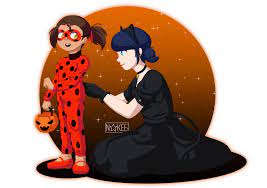 Marinette As A Black Cat Helping Manon With Her Ladybug Costume For The Universities Ha Miraculous Ladybug Anime Miraculous Ladybug Comic Cat Noir And Ladybug