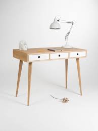 Home Office Desk Small Dressing Table Bureau With White Drawers Oak Wood Mid Century Modern Customized Size And Finish In 2020 Small Dressing Table Home Office Desks Office Desk