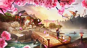 Action, contemporary fantasy, elementary school. Anime Landscape Musical Instrument Andy Jaramillo Cherry Blossom Petals Temple Torii Bridge Wallpaper Resolution 1920x1080 Id 1171008 Wallha Com