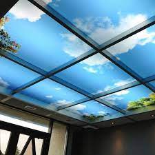 Get a sturdy step ladder, stool, etc. Sky Mural Ceiling Panels Ceiling Panels Decorative Ceiling Tile Drop Ceiling Panels