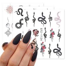 Uñas negras mates falsas, acento de uñas de serpiente de pelo blanco, efecto azúcar. Ofertaespecial Pegatinas De Serpiente Para Unas Diseno De Animales Serpiente Negra Manicura Tatuaje Temporal Dragon Adhesivo Deslizable Envoltura De Agua Herramienta Glstz1124 1131 June 2021