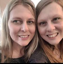 Me and my twin 43 💜 These are both older pics. Right pic about 5 years ago.