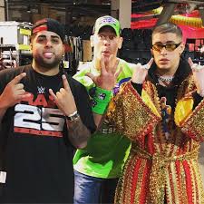 After bunny declined a collaboration offer from the miz and john morrison earlier in the show, miz destroyed the. Bad Bunny And Dj Luian Backstage At Raw 25 With John Cena In 2018 Squaredcircle