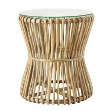 Bamboo Side Table With Glass Top In 2020 Decorative Storage Boxes Wooden Side Table Sun Lounger Cushions