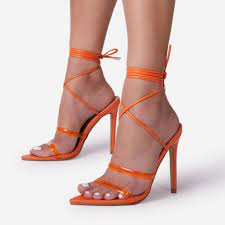 Cross Tie Strappy Sandals Orange Heels Women Peep Toe Slim Sandals Thong Pointed Toe Gladiator Shoes Slippers Fashion Pumps High Heels Aliexpress
