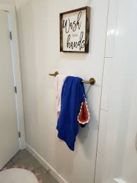 Purchasing an outdoor towel rack is relatively expensive. A Little Main Bathroom Makeover The Blush Home