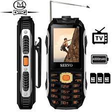 servo max russian keyboard tv mobile phone 4000mah battery 2 4 quot three sim cards voice changing cellphones power bank telephones telefone