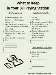What To Keep In Your Bill Paying Station Sabrinas Organizing Bill Organization Financial Organization Paying Bills