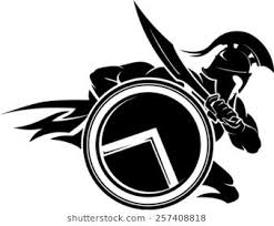 Black And White Warriors Logo Spartan Warrior Charging Attack Spartan Warrior Spartan Warrior Logo